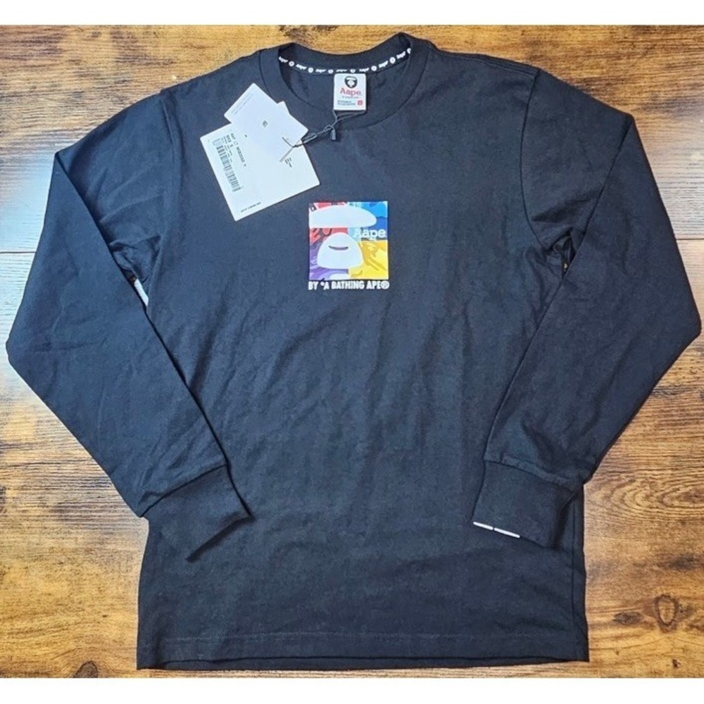 A Bathing APE Long Sleeve Black Shirt Size Small NWT‎